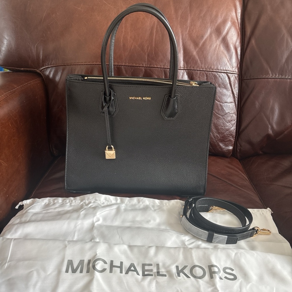 Michael Kors Black Leather Tote Bag